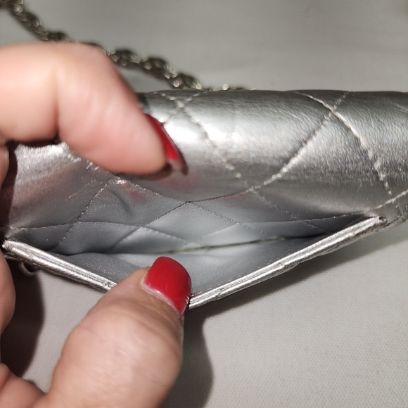 Authentic Chanel Silver Compact Wallet With Box, Dust Bag And Unbranded Chain - Picture 16 of 16